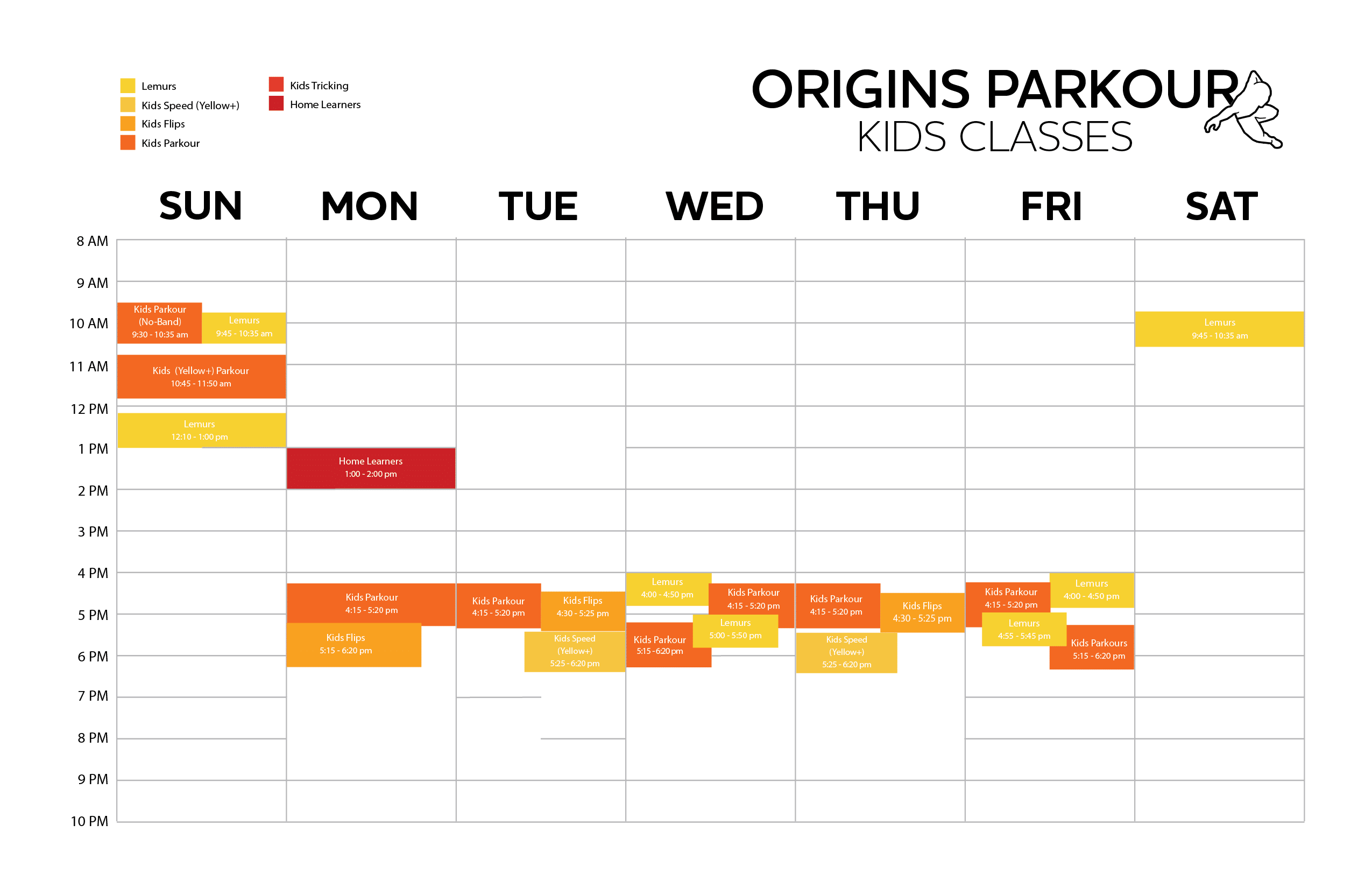 Vancouver Schedule - Origins Parkour